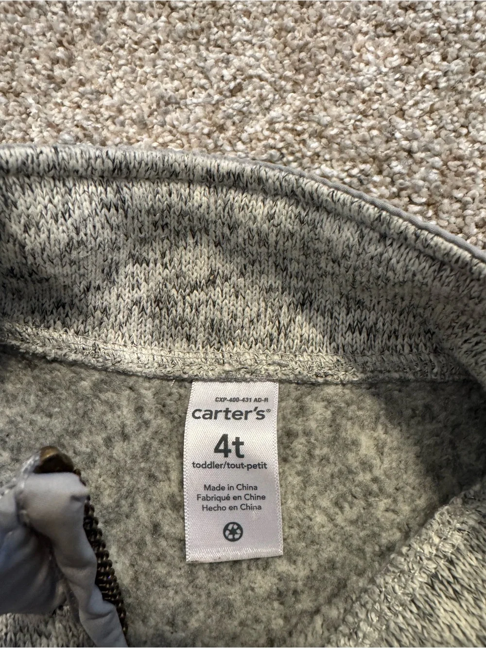 Carter's Heather Gray Knit Zip-Up Vest
